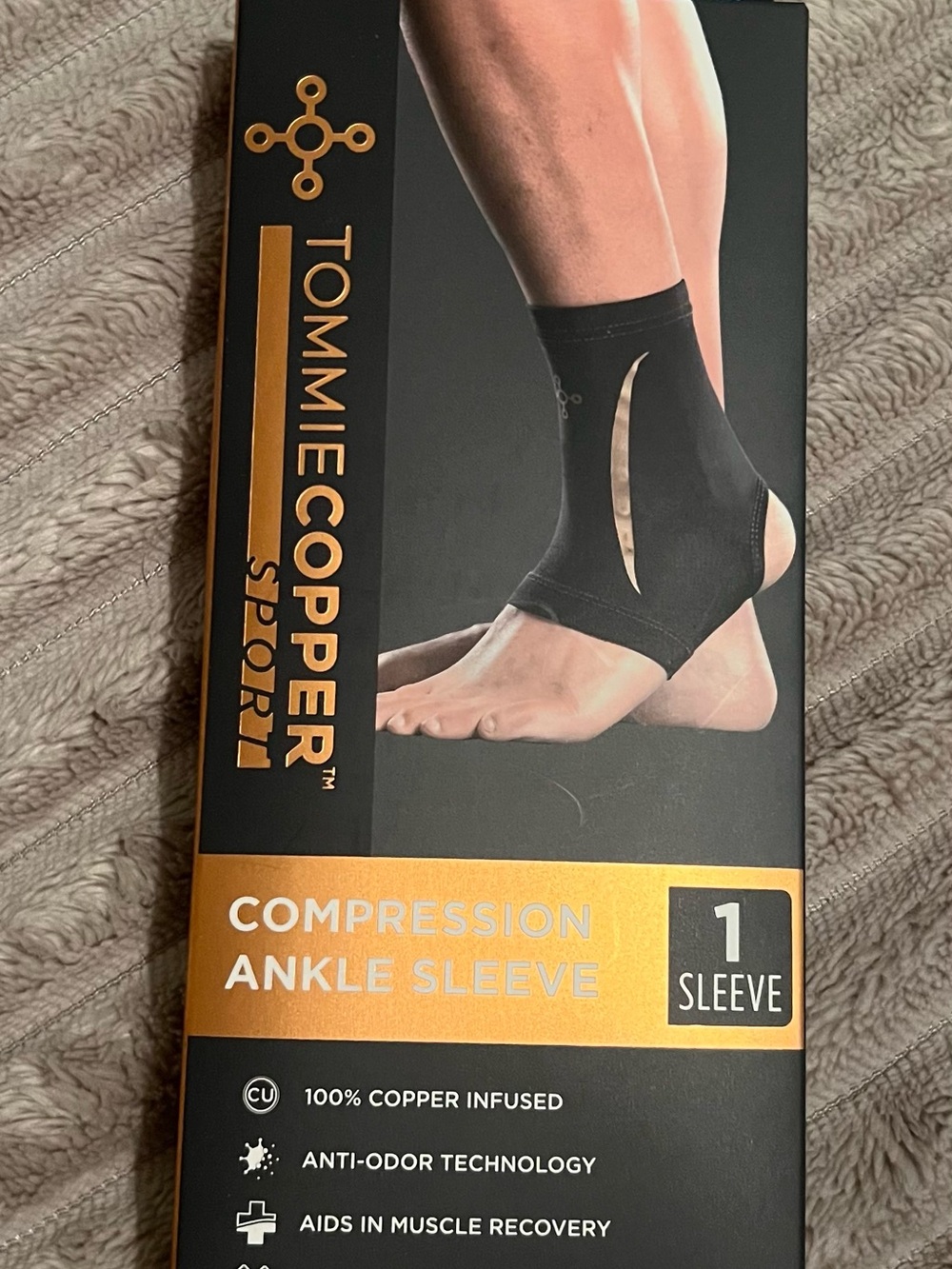 Tommie Copper Men's Black Compression Ankle Sleeve - Sport